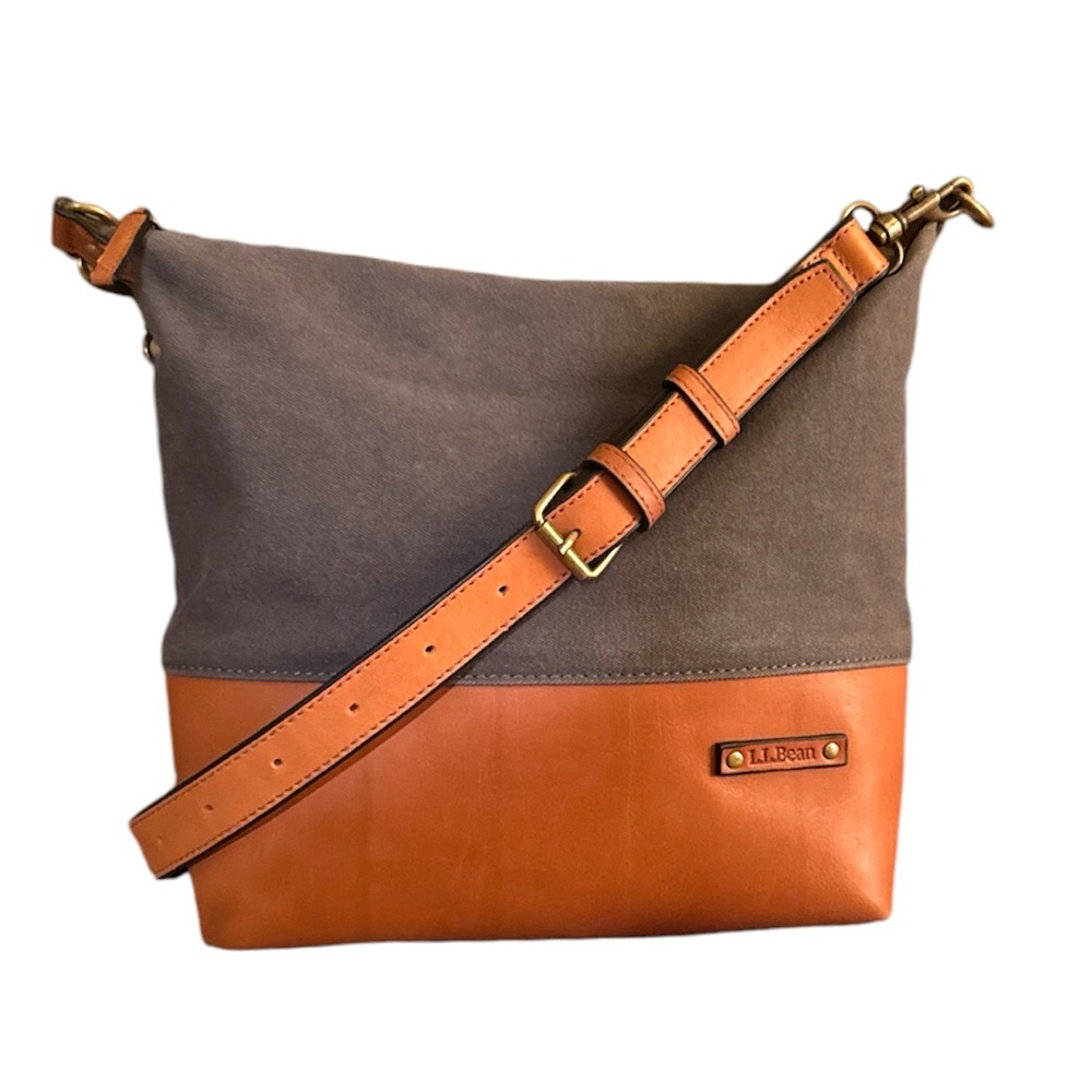 L.L. Bean New Meadows Canvas Leather Crossbody Bag